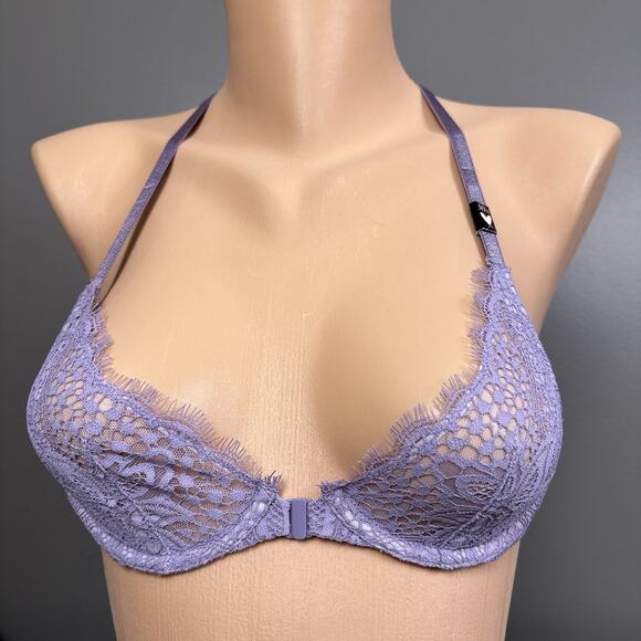 New Victoria’s Secret Very Sexy Unlined Plunge Bra 30A Purple Pearl Racerback - Picture 8 of 8